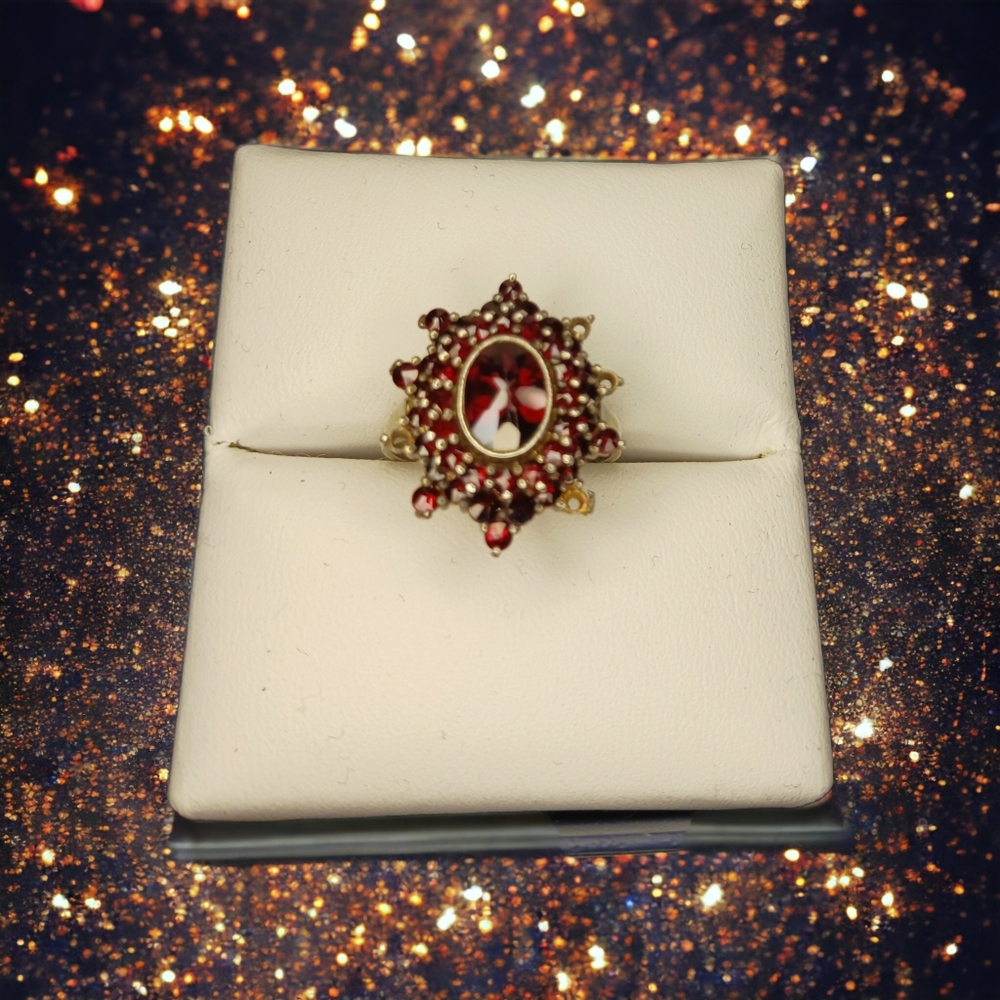 Rare Antique Pyrope Czech Garnet Ring sterling silver